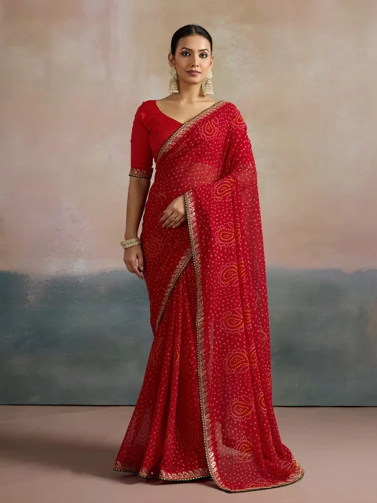 Red Saree for Women with Soft Lightweight Fabric, Rich Traditional Design, Beautiful Festive Look, Comfortable Easy Drape