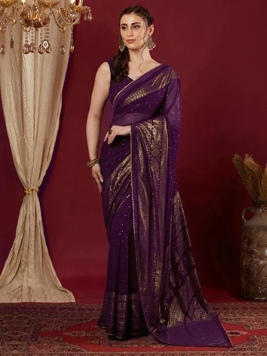 Beautiful Bangani Purple Saree for Women with Soft Comfortable Fabric, Elegant Traditional Design, Rich Festive Look