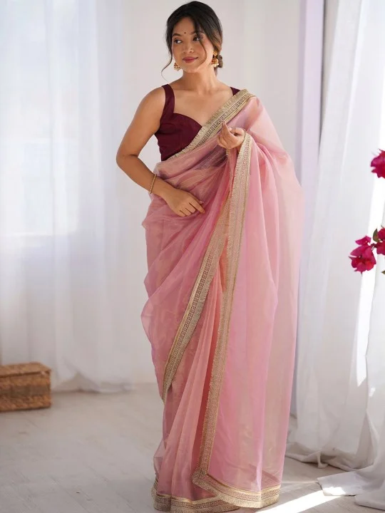 Elegant Pink Saree for Women with Soft Lightweight Fabric, Beautiful Traditional and Modern Design Blend